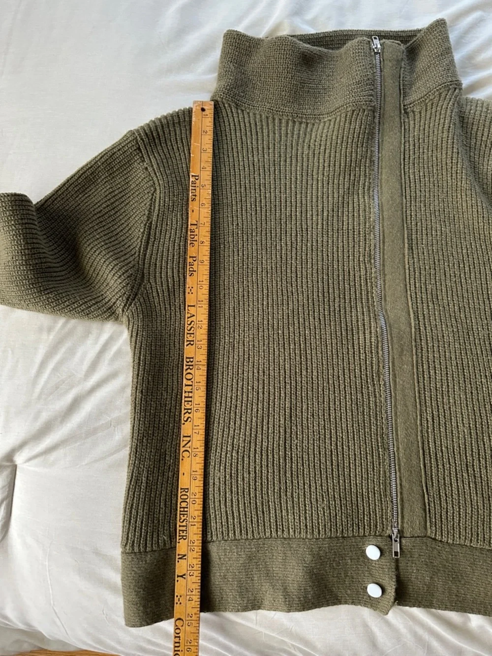 BiBi Olive Ribbed Zip Front Knit Jacket - Picture 5 of 6